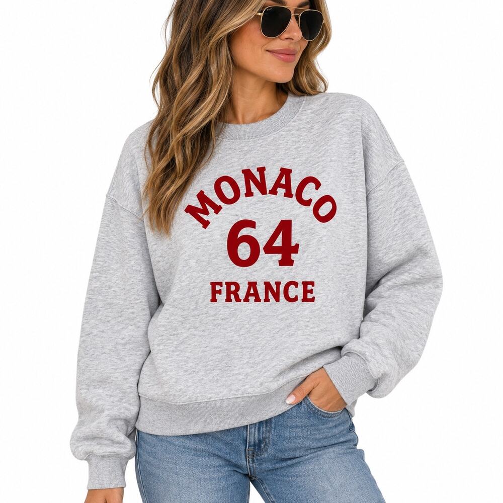 H&M Gray Monaco 64 France Graphic Oversized Sweatshirt Sz M NWT